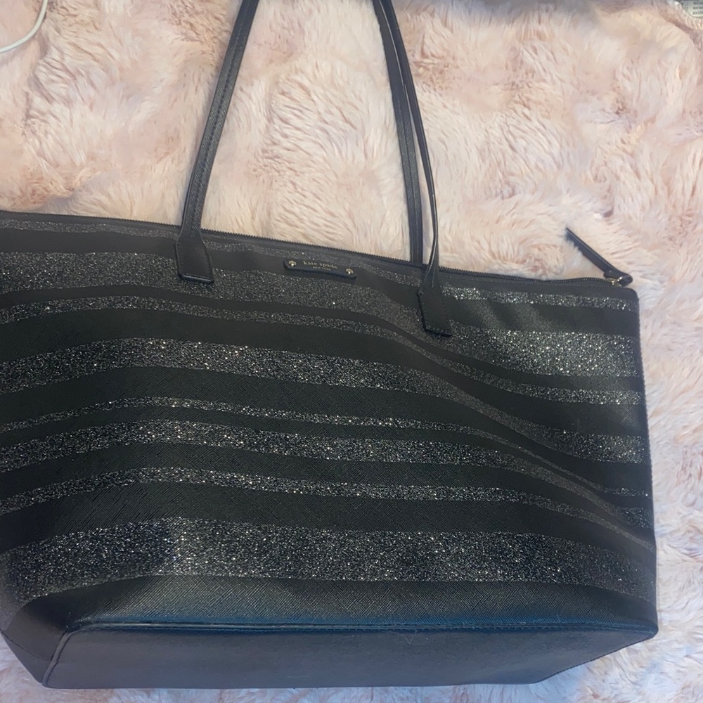 Kate Spade Black and Silver Glitter Tote
